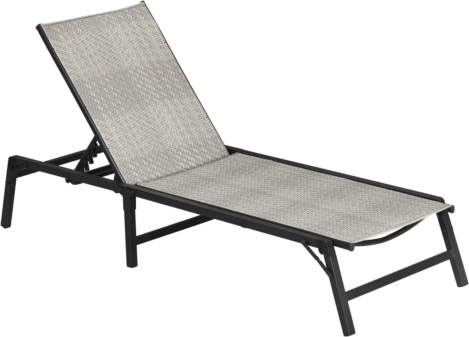 Outsunny Foldable PE Rattan Sun Lounger with 5-Level Adjustable Backrest by Outsunny