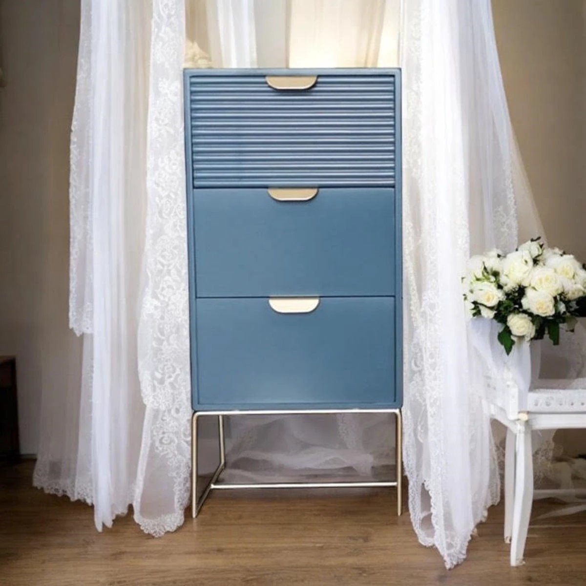 MSL BlueWood Nightstand 64cm 3-Drawer Storage Bedroom - Bedside Table