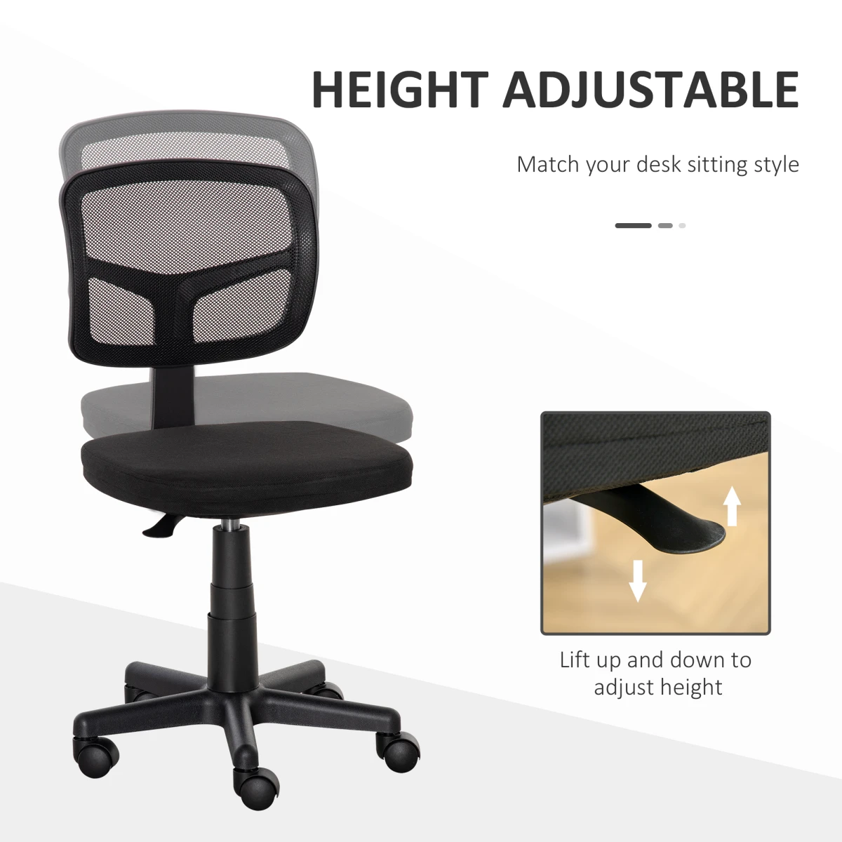 Vinsetto Office Chair Small Armless Ergonomic Breathable Mesh Back For Small Home Office by Vinsetto