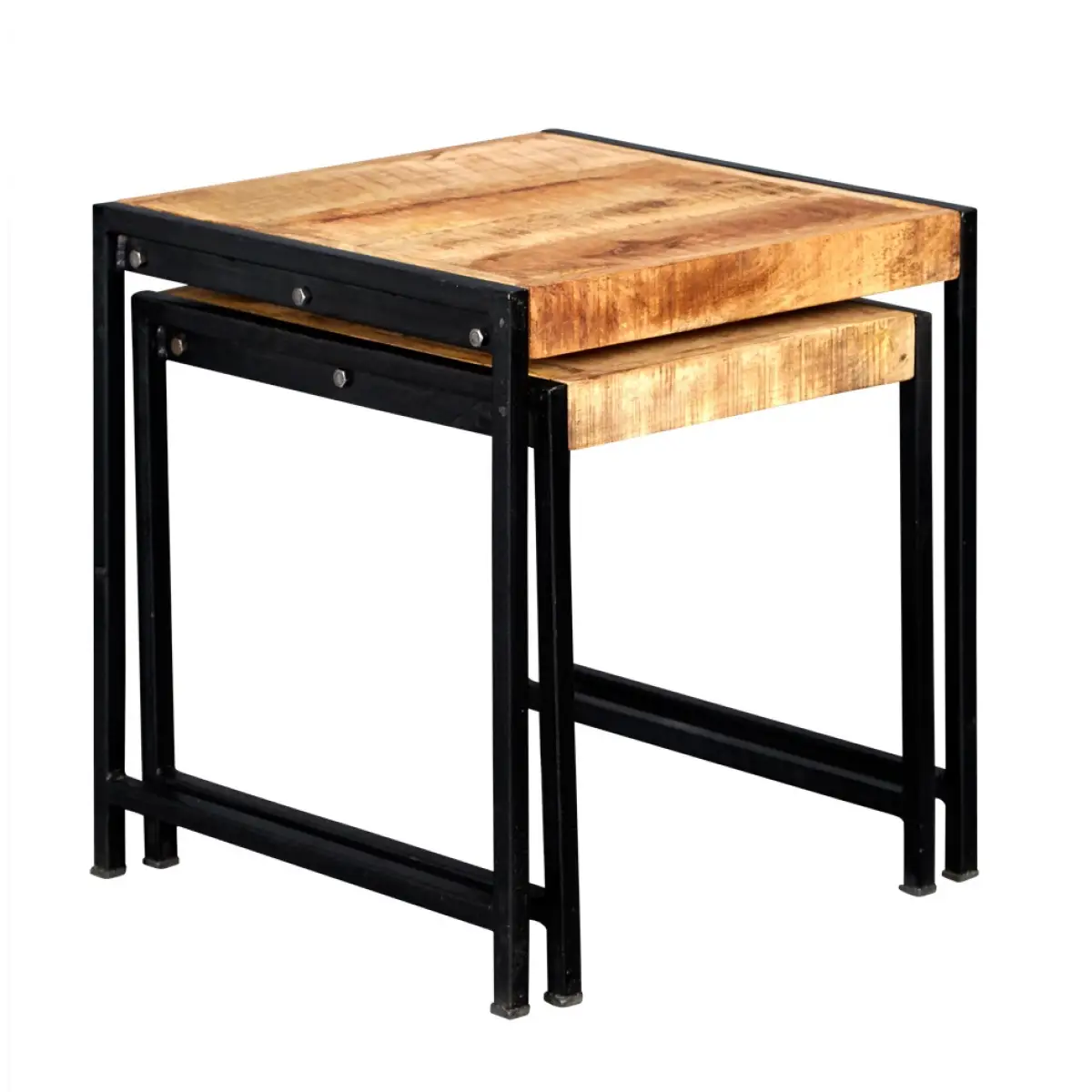 Indian Hub Cosmo Industrial Nest Of 2 Tables - Nest of Tables