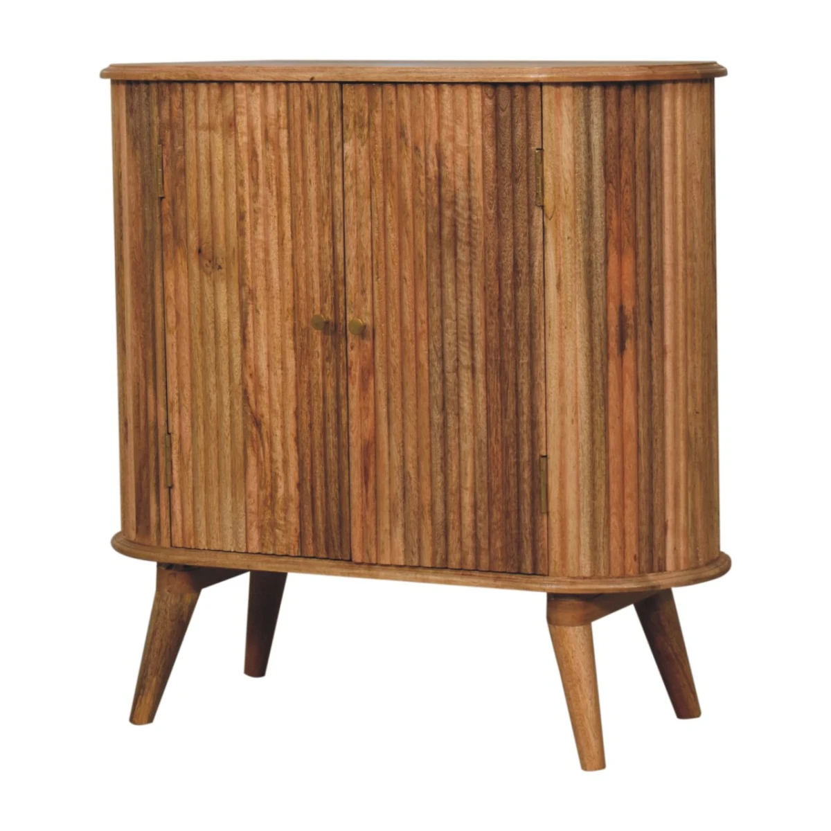 Artisan Nordic Cabinet Tall Mango Wood Solid Brass Knobs Living Room Storage Console Unit by Artisan Furniture