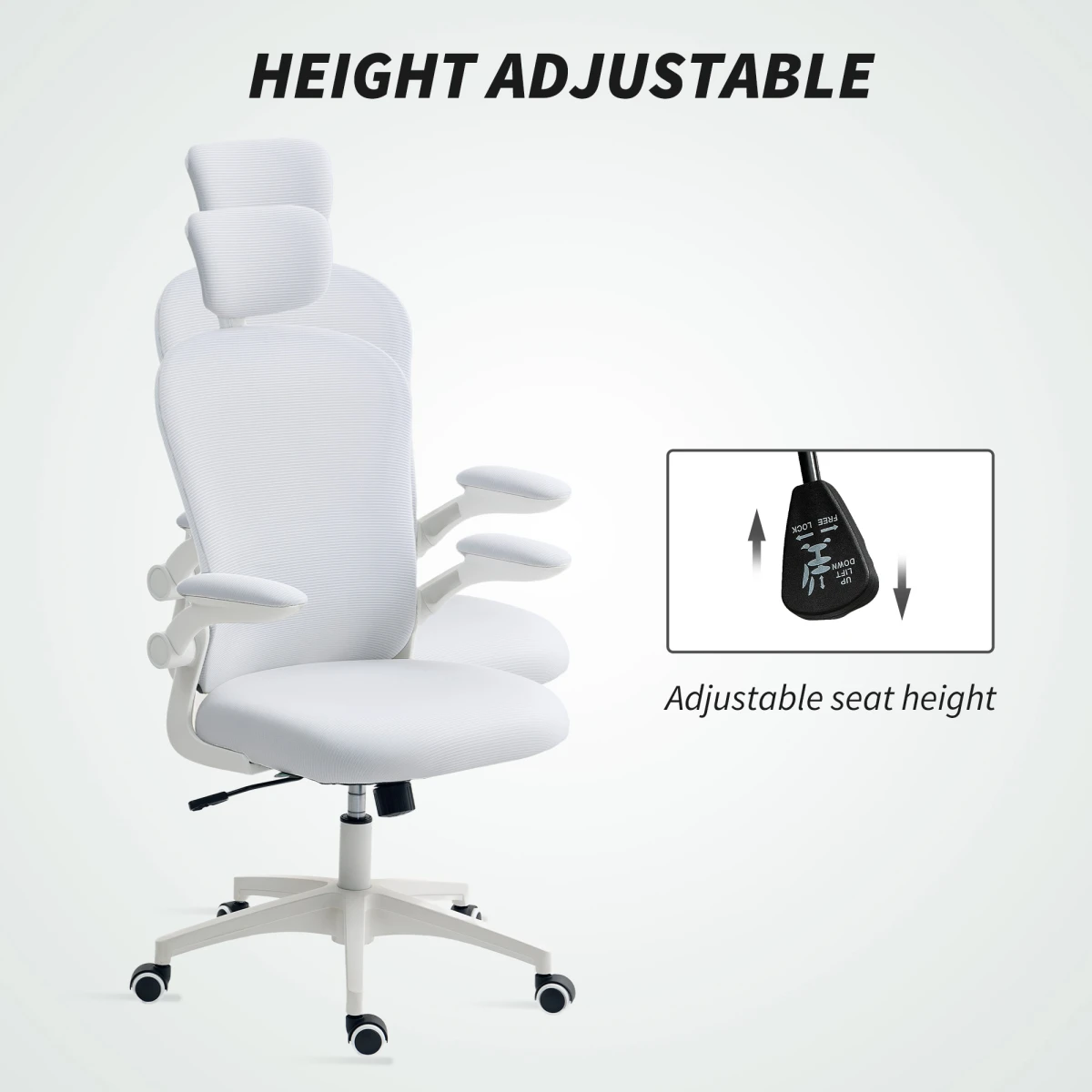 Premium Ergonomic Massage Office Chair 43 to 51cm Height Adjustable Lumbar Headrest Flip Up Armrests For Home Office by N/A