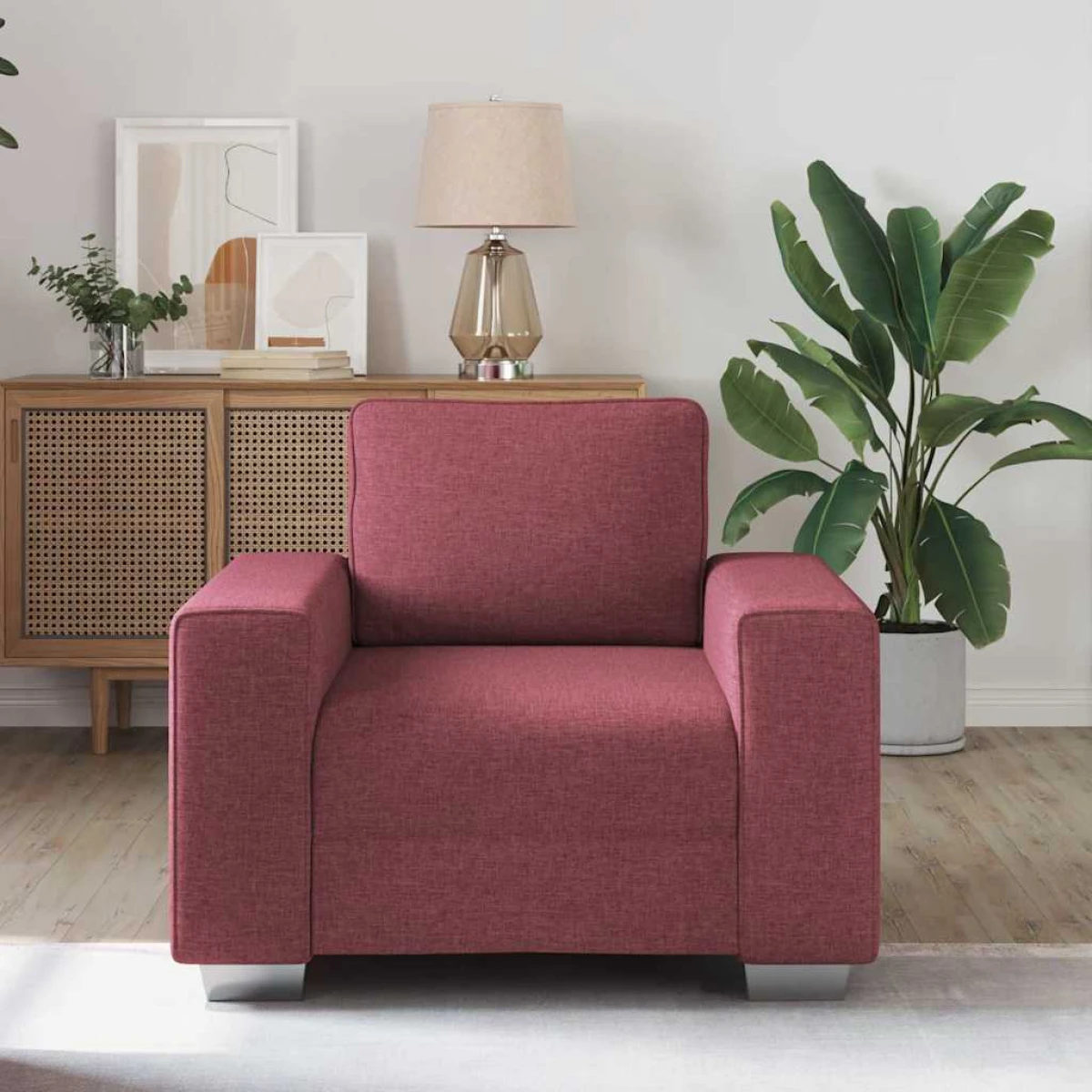 VidaXL Sofa 100x77x82cm Wine Red Fabric for Living Room by vidaXL