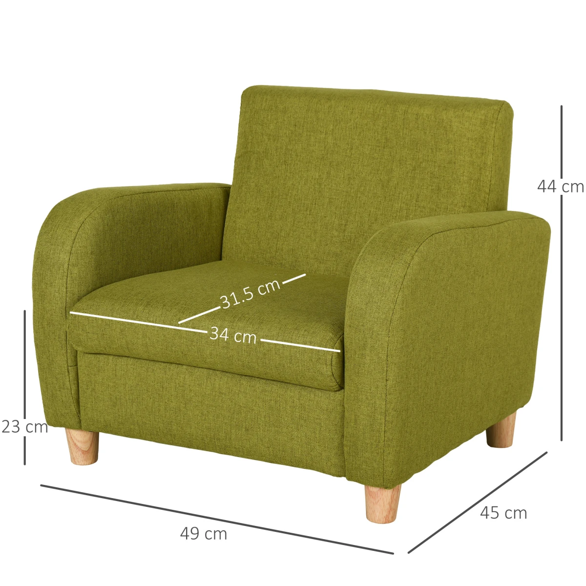 HOMCOM Armchair Wood Frame Padded Seat For Kids Bedroom - Armchair