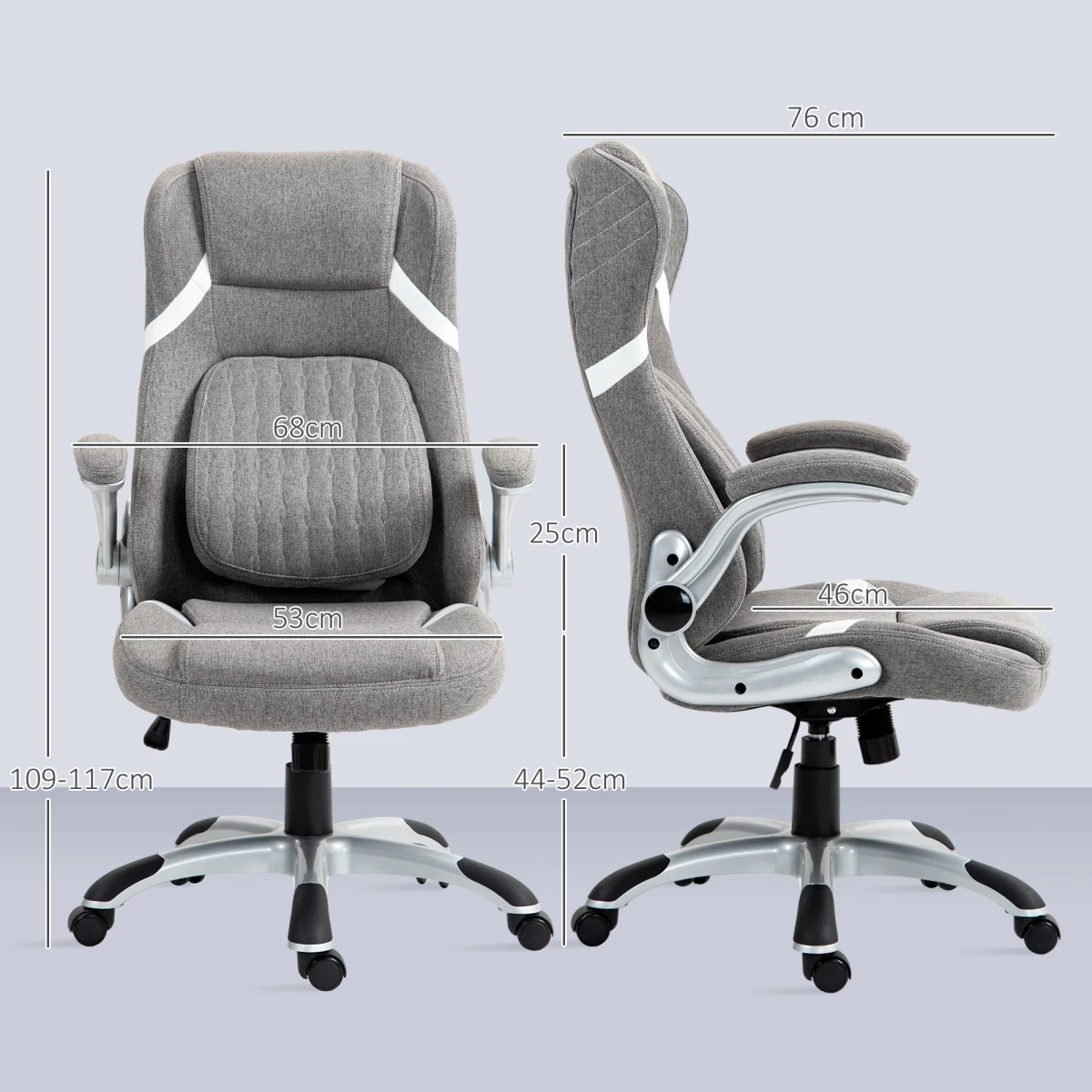 Vinsetto Office Chair 44-52cm Tilt Home Office by Vinsetto
