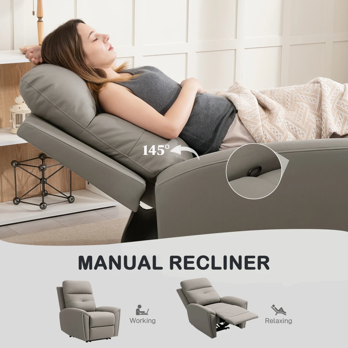 HOMCOM Full Size Manual Recliner Armchair For Living Room by HOMCOM