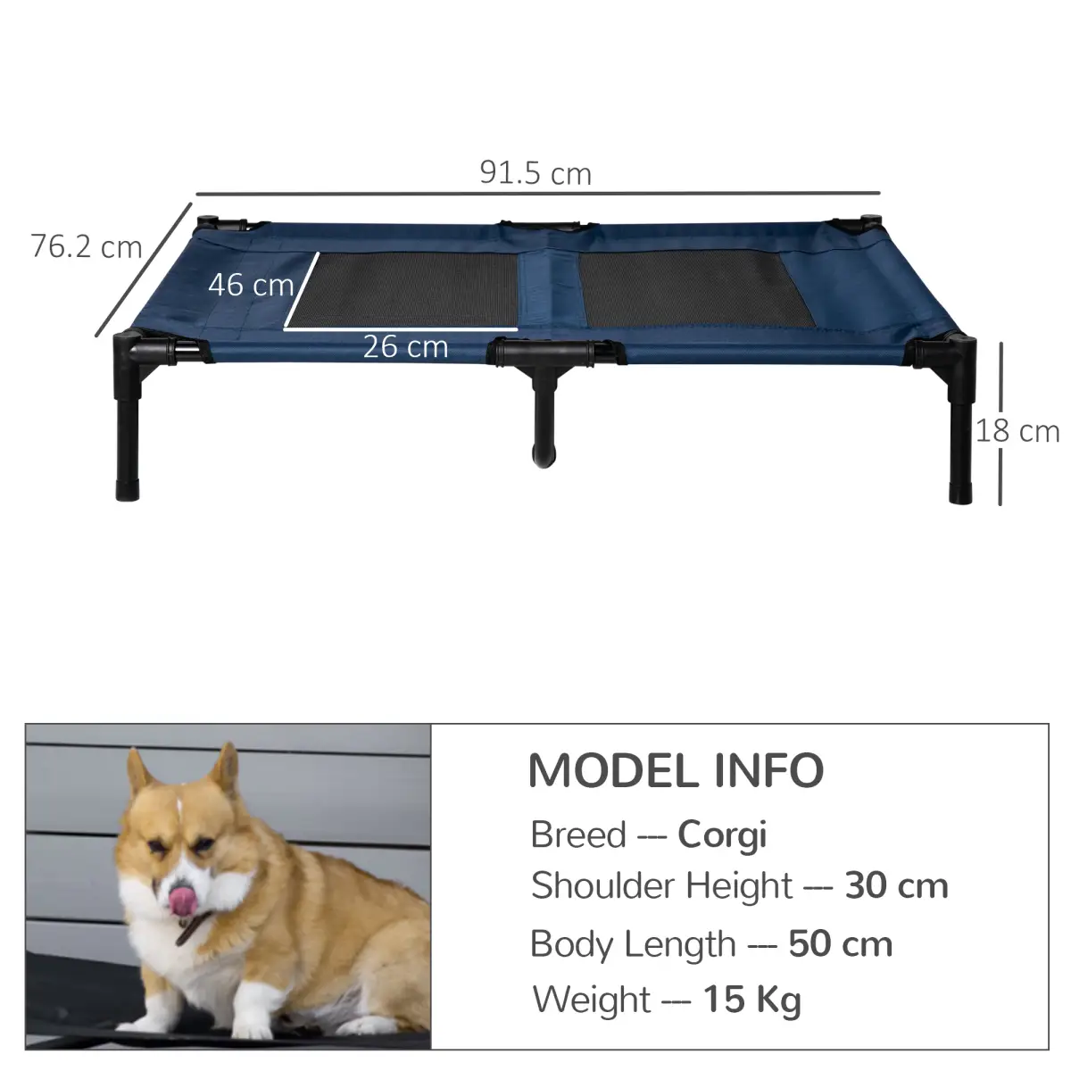 Pawhut Pet Bed Raised Cot Dog Cat Elevated Puppy Hammock Camping Portable Waterproof - Dog Beds