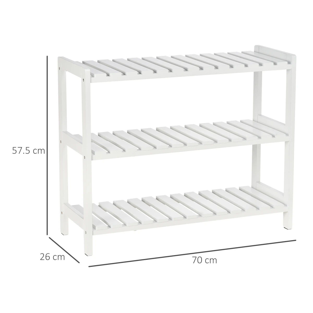 HOMCOM EcoWood Shoe Rack 57x70cm ThreeTier Entryway - Shoe Storage