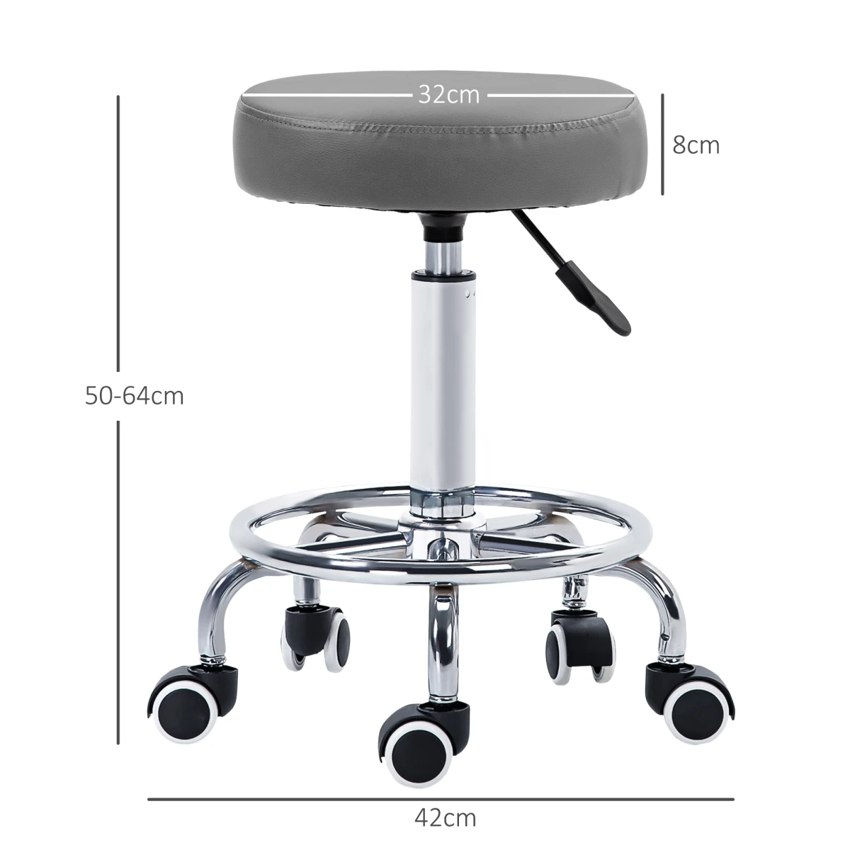 Vinsetto Vinsetto Stool Round PU Leather Adjustable Salon - Office Chair