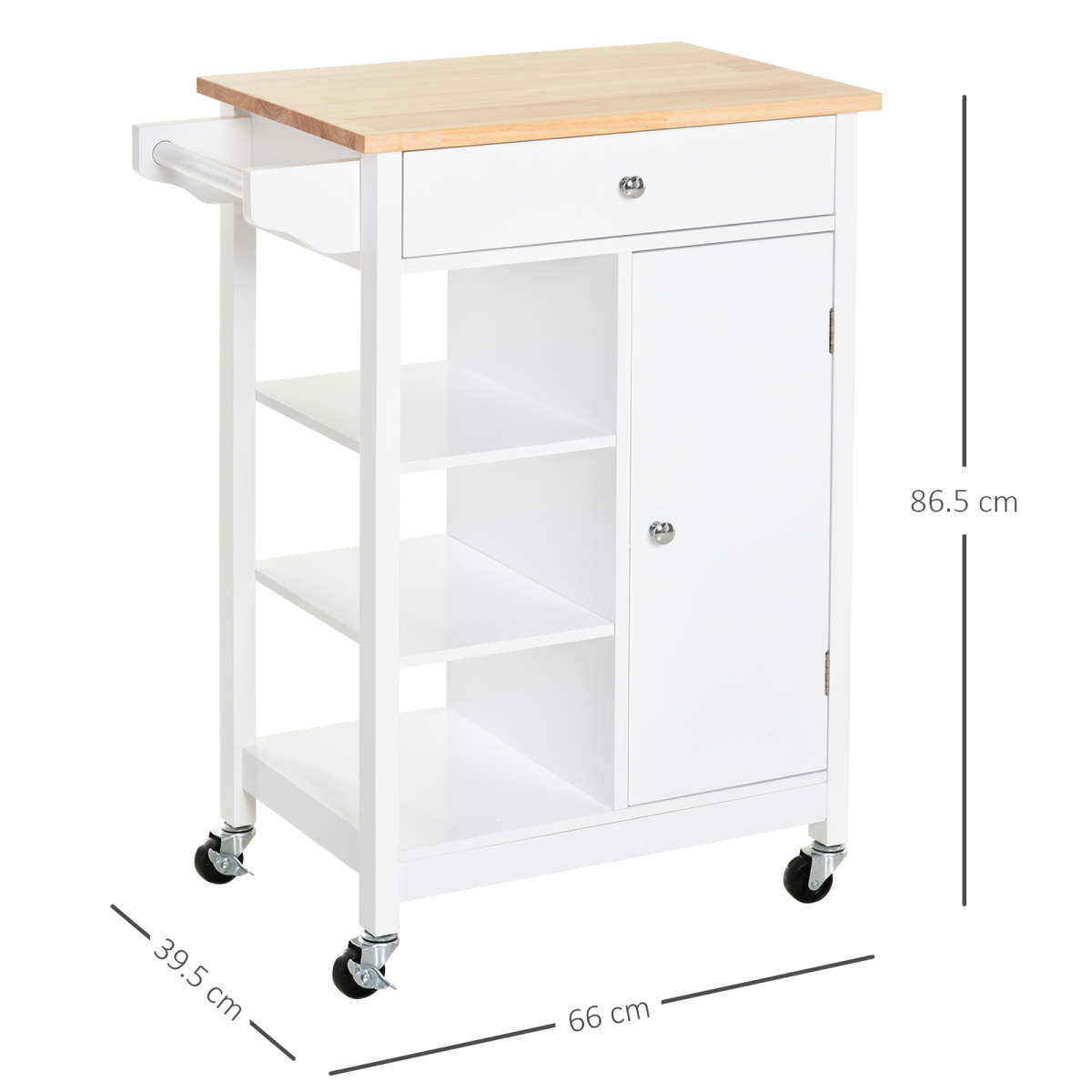 MDF Kitchen Storage Trolley White - from HOMCOM