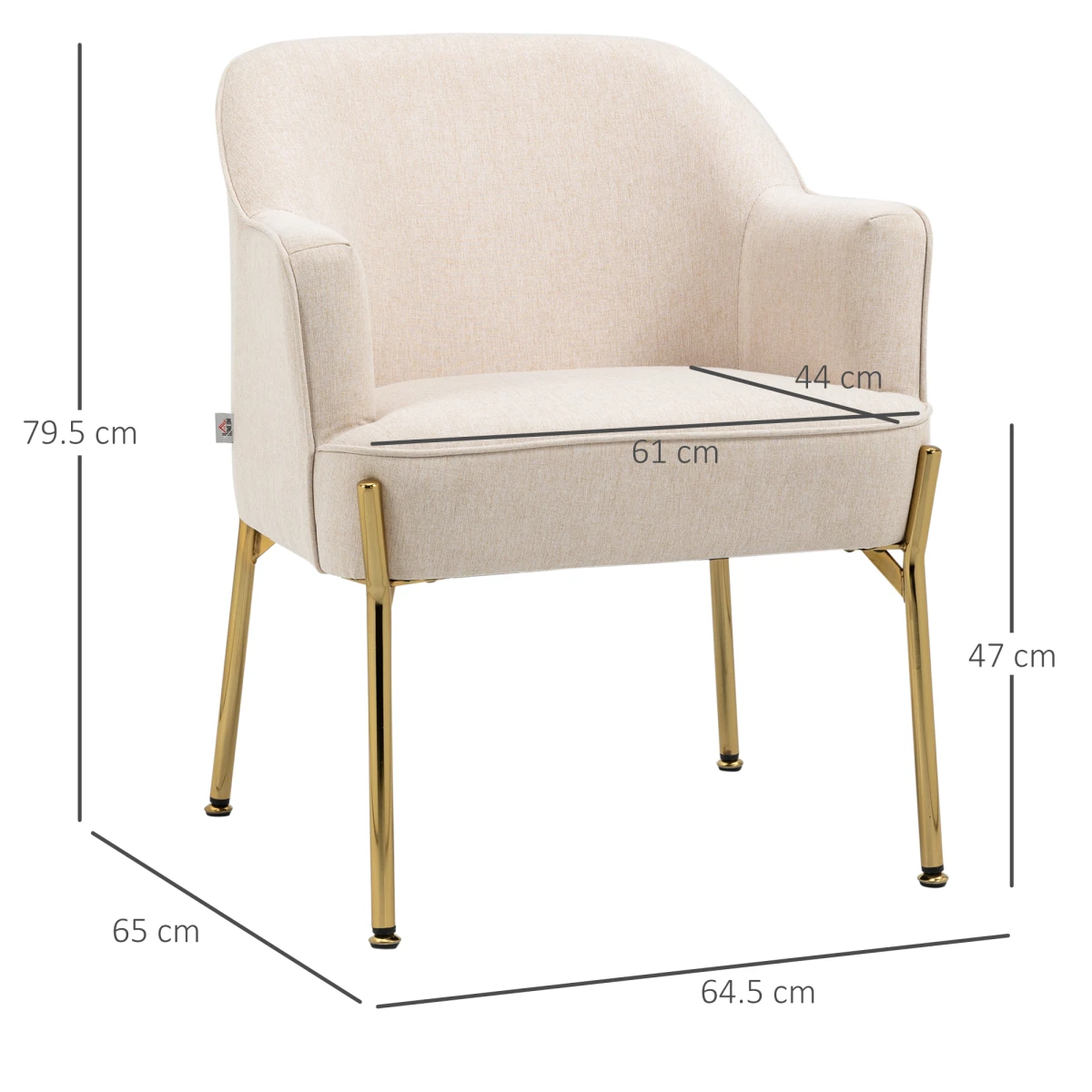 Premium Fabric Armchair Tub Chair Gold Legs For Living Room by HOMCOM