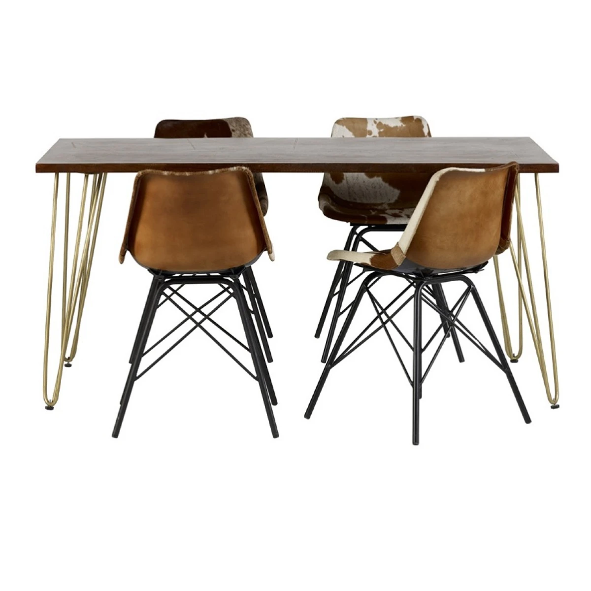 Indian Hub Dark Gold Dining Table Standard with Metal Inlay For Home - Dining Table