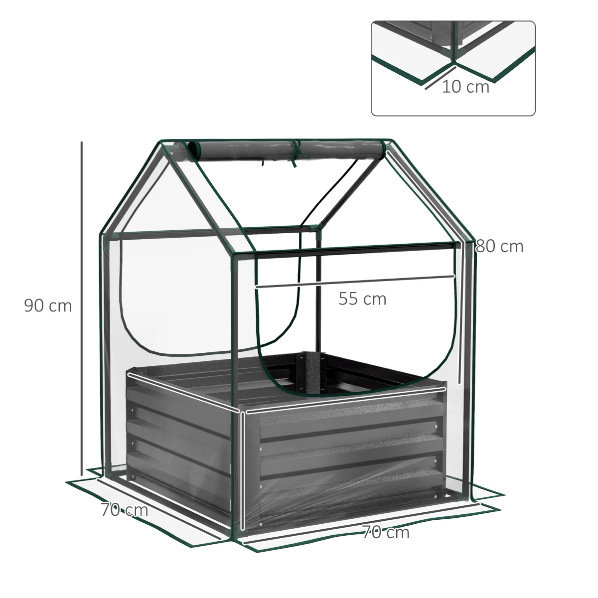Outsunny Raised Garden Bed Planter 10cm Edge Greenhouse Home by Outsunny