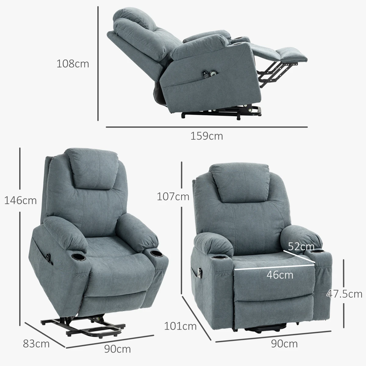 HOMCOM HOMCOM Lift Chair Massage Heat Standard Seniors - Recliner