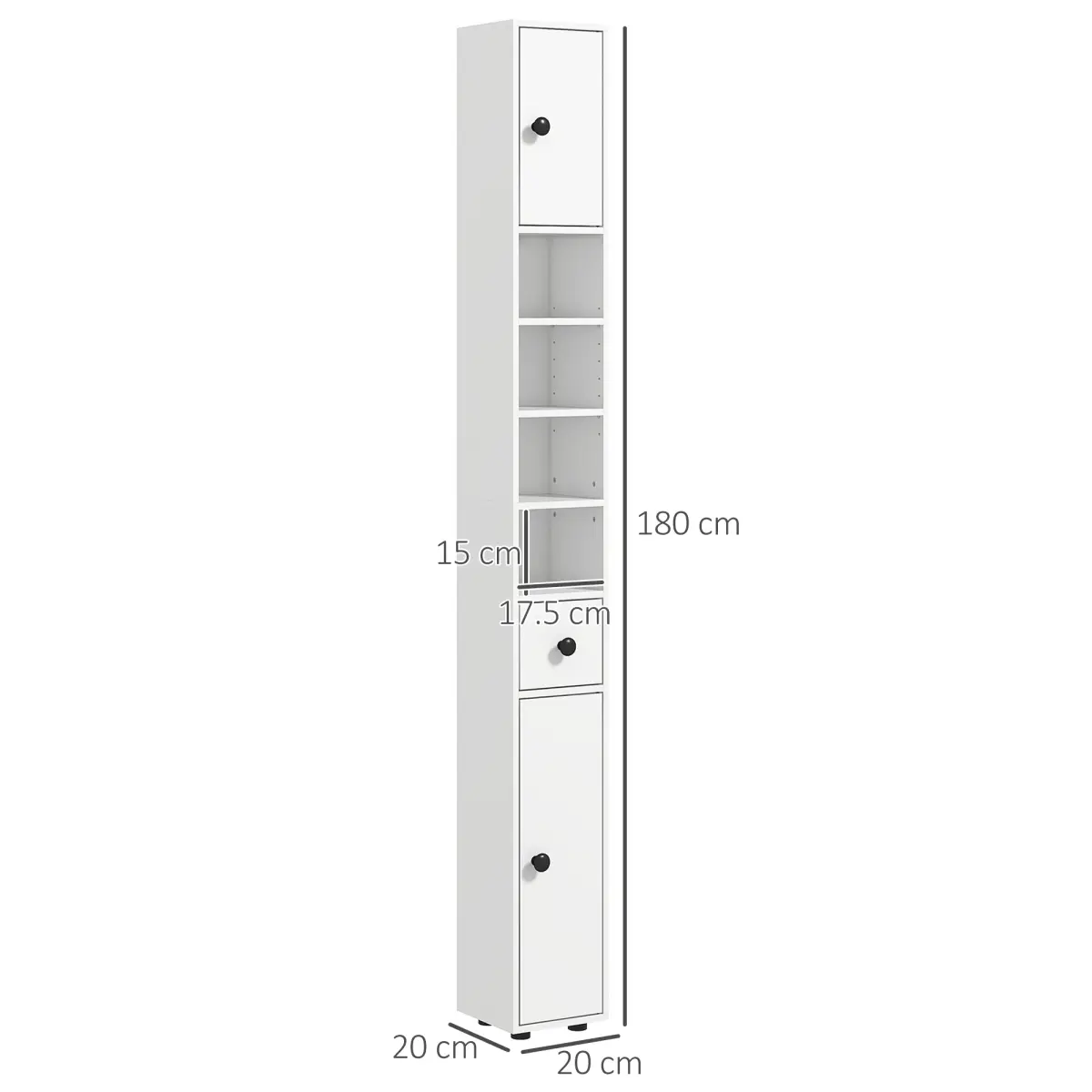 kleankin Kleankin Slim Bathroom Cabinet, Toilet Roll Storage w/ Open Shelves, White - Display Cabinet