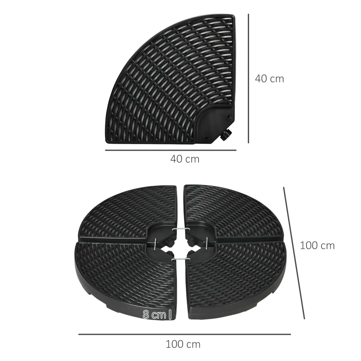 Outsunny Outsunny 4PCs Parasol Bases Umbrella Weights w/ Handles for Garden Patio, Black - Parasol