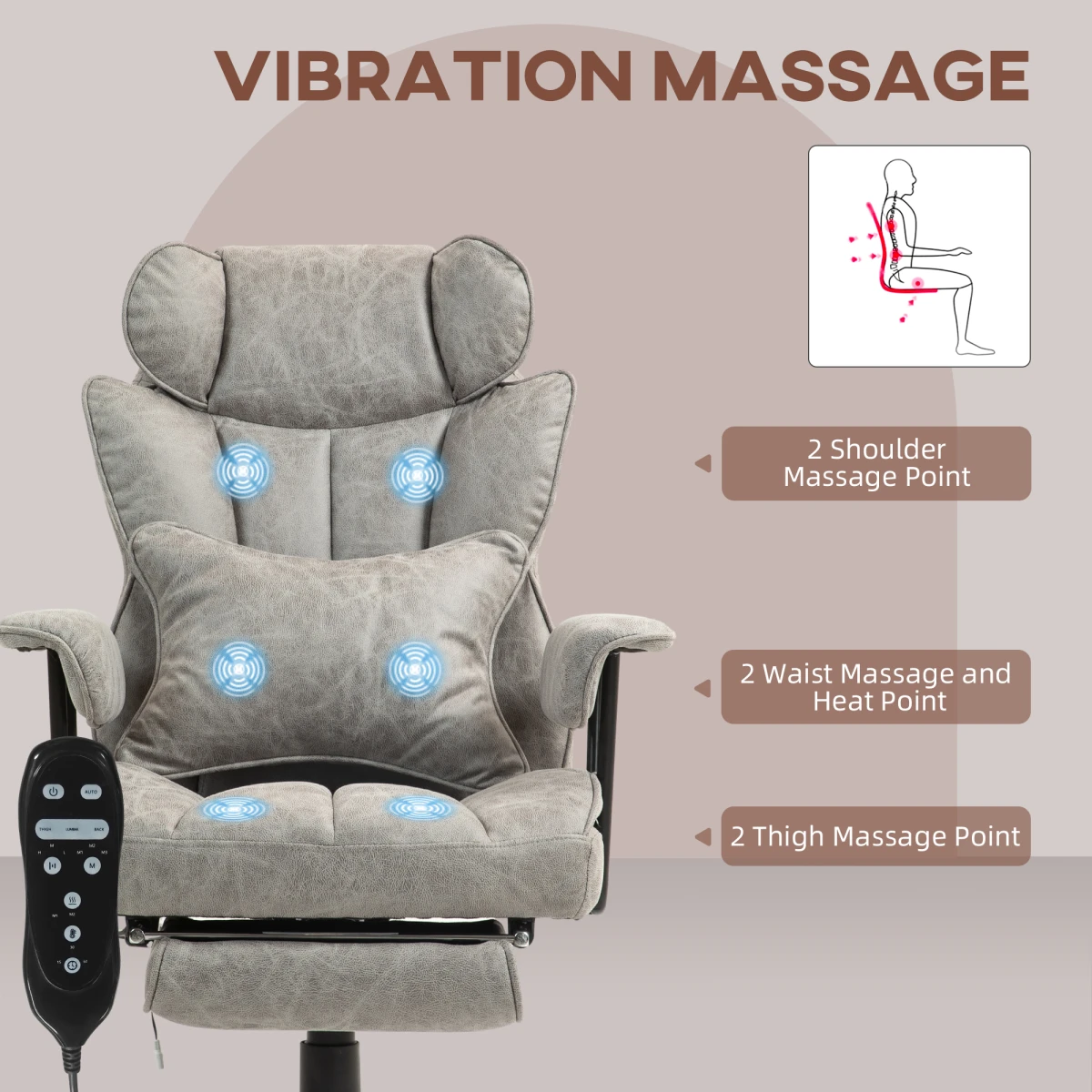 HOMCOM Massage Office Chair Compact Heated Recliner by HOMCOM