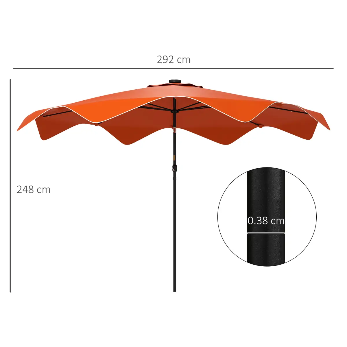 Outsunny Outsunny Garden Parasol Umbrella with LED Lights and Tilt, Table Umbrella - Parasol