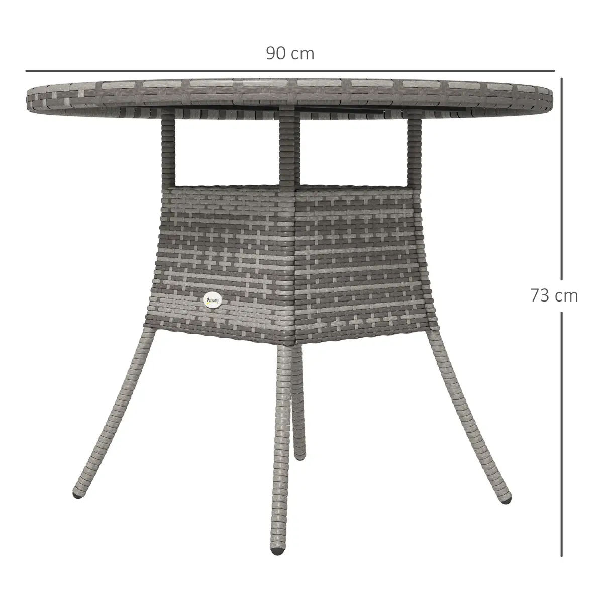 Outsunny Outsunny Outdoor PE Rattan Dining Table w/ Wood-plastic Composite Top, Grey - Garden Table