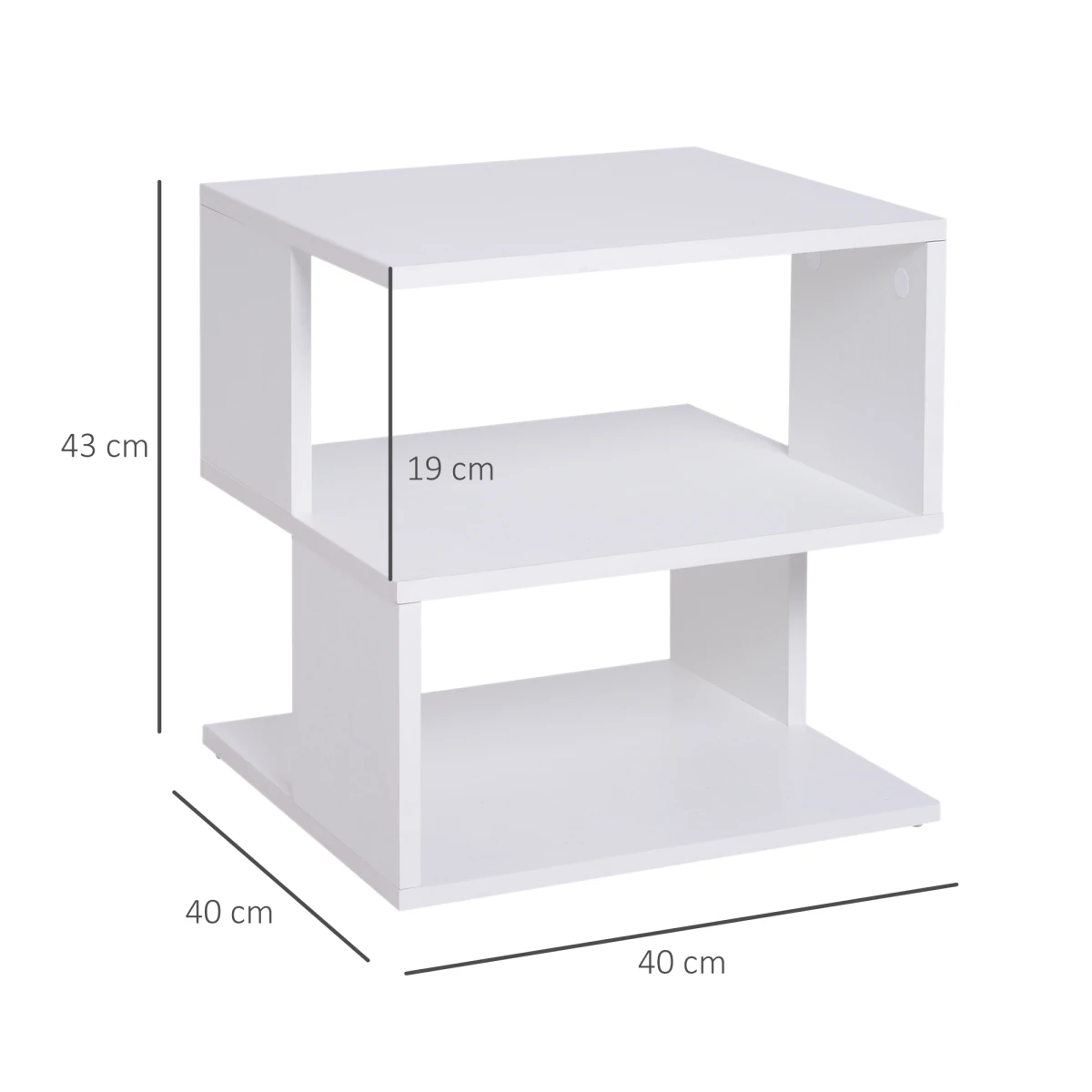 Unbranded Modern Two Tier Wood Side Table Compact Open Shelves For Living Room White Finish Sturdy Yet Lightweight - Coffee Table