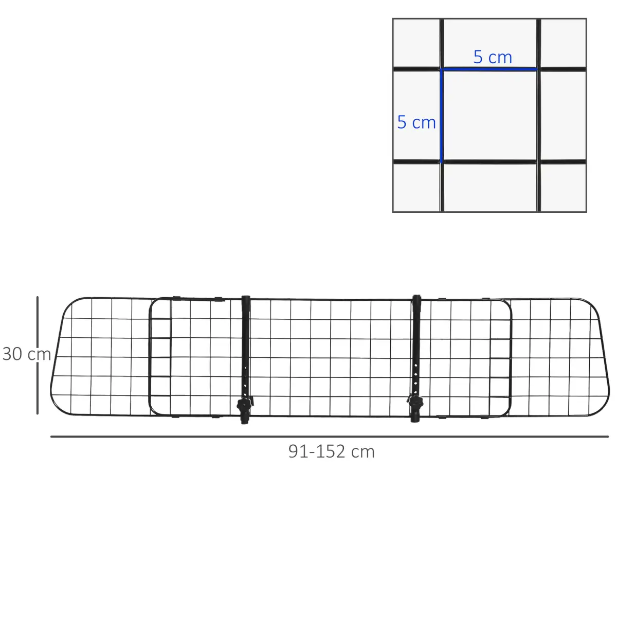 PawHut PawHut Heavy Duty Pet Dog Car Barrier Adjustable Ventilated Mesh Wire Guard - Pet Gate