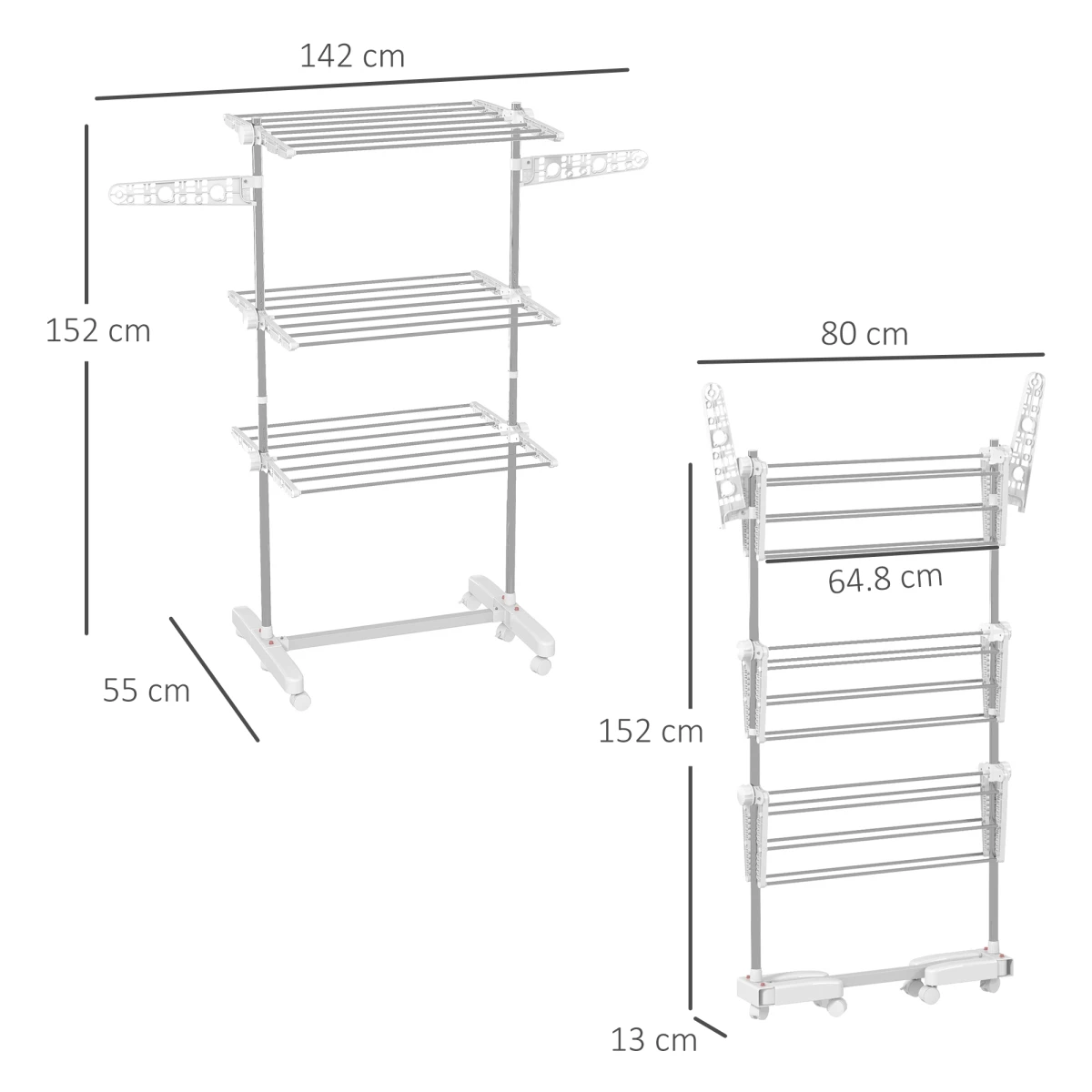 HOMCOM HOMCOM Clothes Airer 64.8cm Wide Three Layer Folding Indoor - Wardrobe