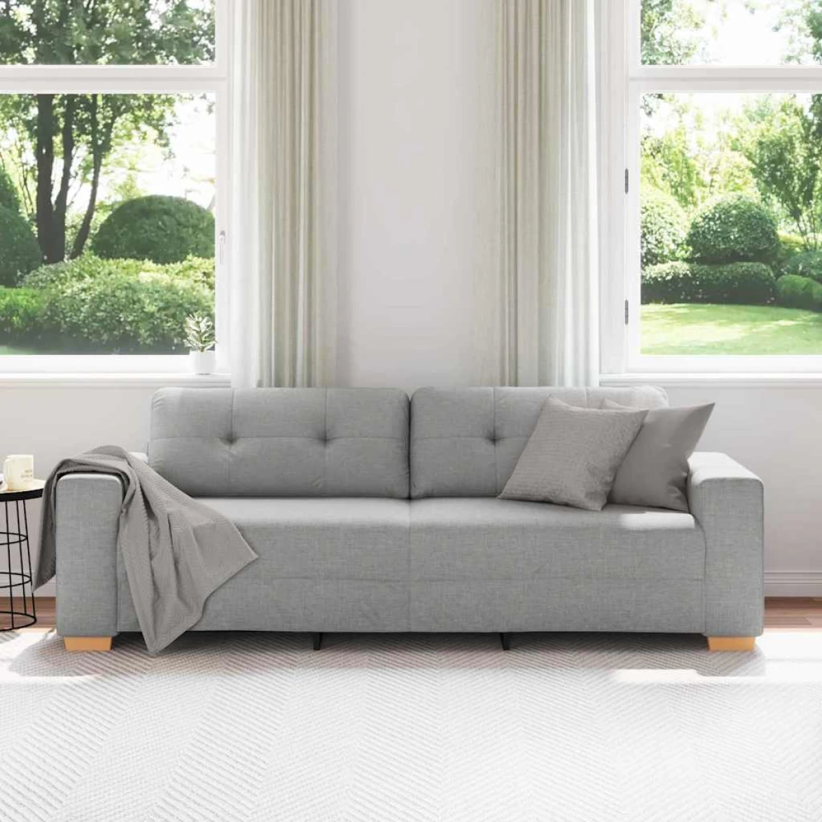 VidaXL 3 Seater Sofa 180 cm Cloud Grey Fabric Living Room by vidaXL