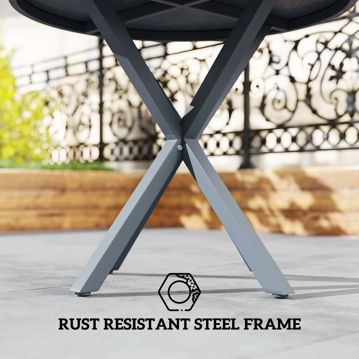 Premium Outdoor Dining Table Round 42Inches Diameter Stable Metal Base For Patio Dining Entertaining by N/A