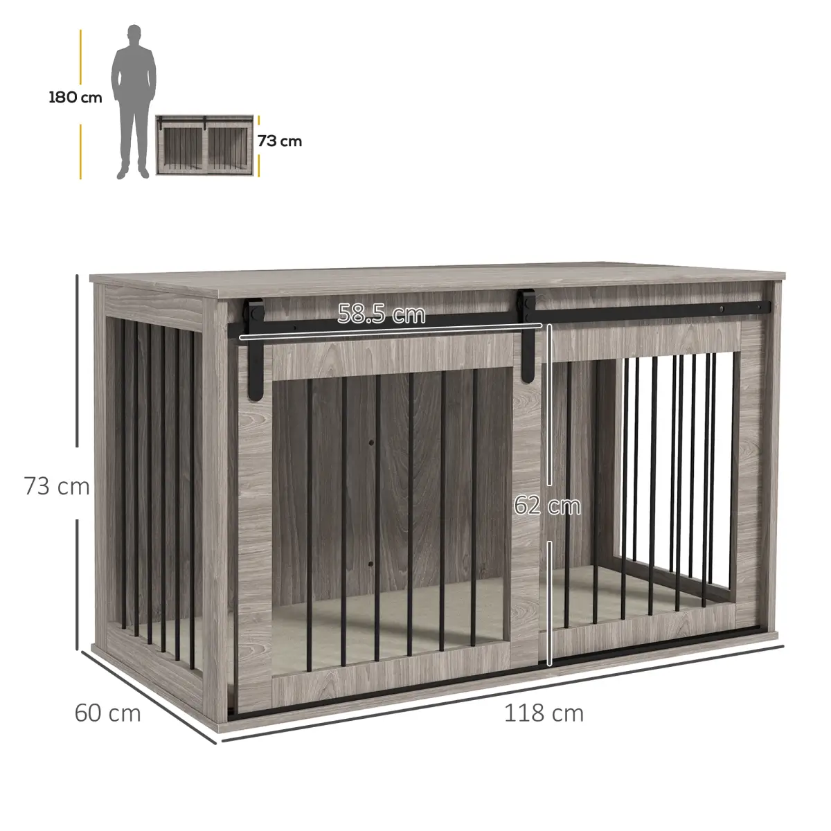 PawHut PawHut Dog Crate Furniture with Removable Cushion for XL Dogs - Brown - Dog Crate