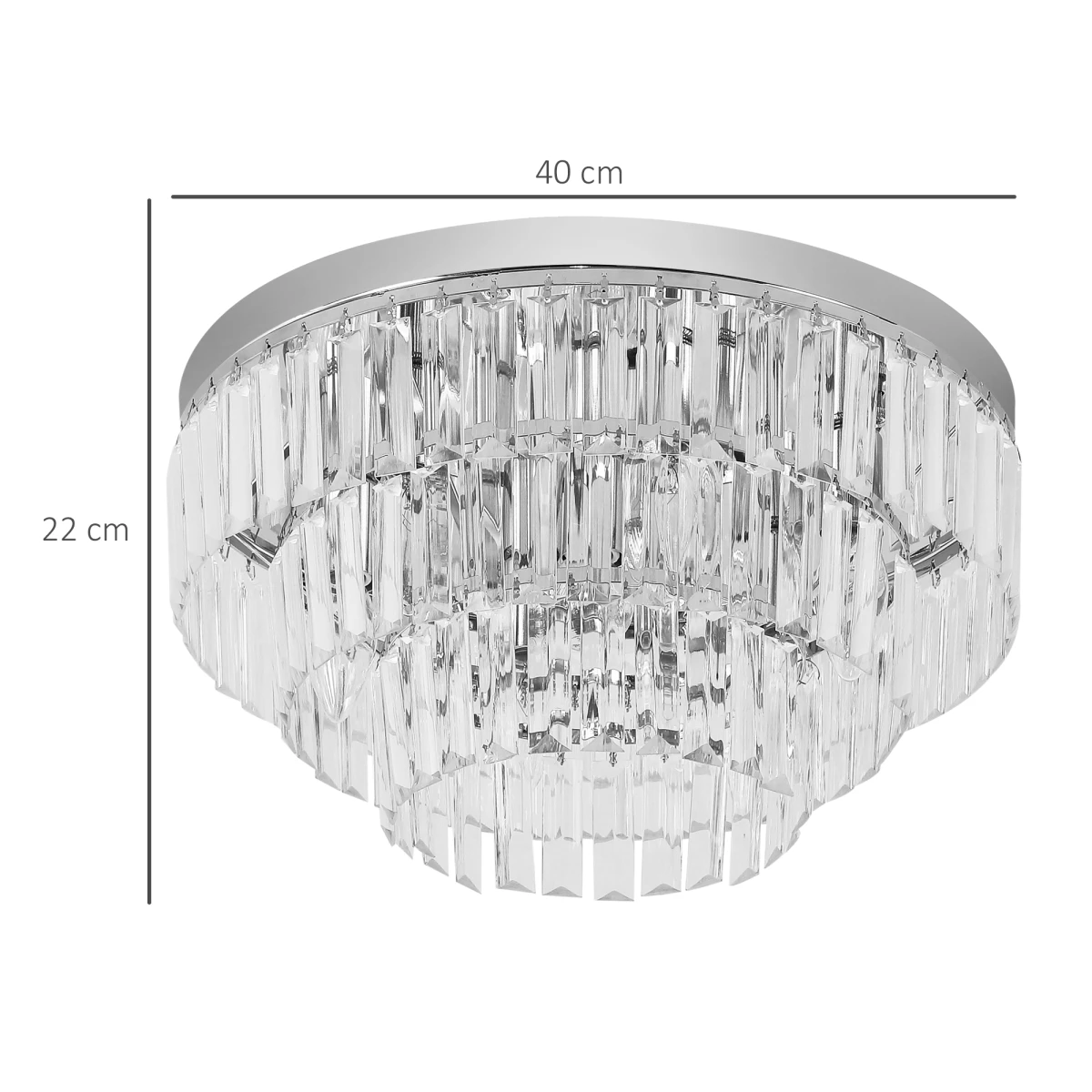 HOMCOM Crystal Ceiling Lamp Round 7 Light Hallway - Ceiling Lights