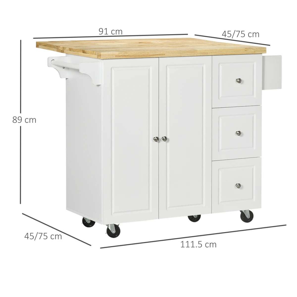 Unbranded Home Symphony Kitchen Island Compact Drop Leaf For Home Use - Uncategorized