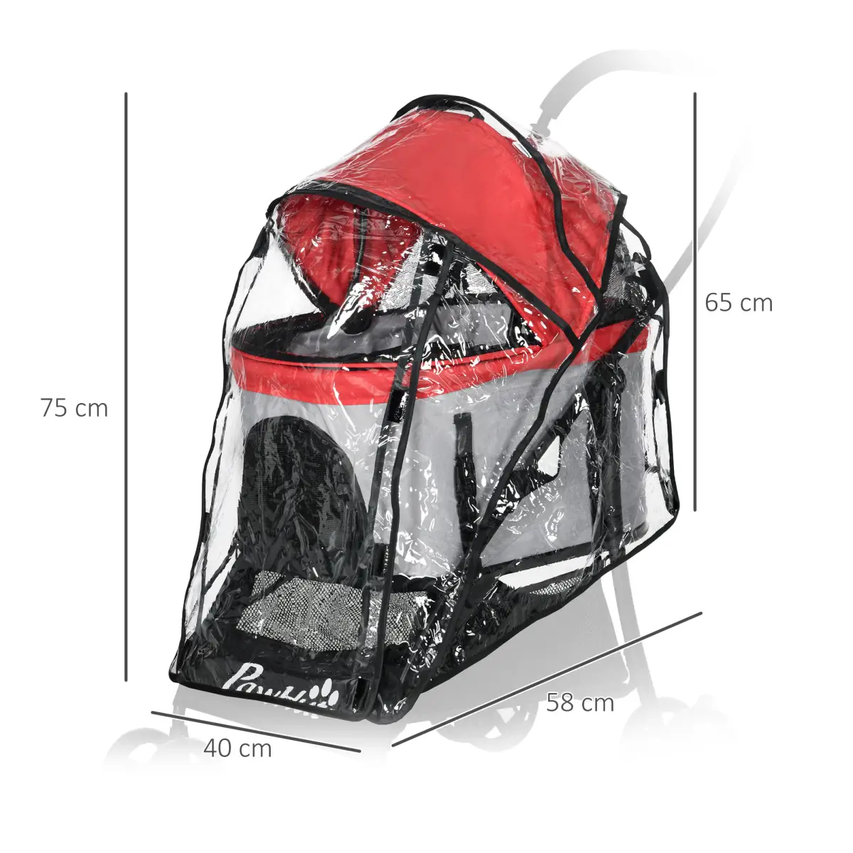 PawHut Dog Pram Rain Cover with Front, Rear Entry - Pet Carrier