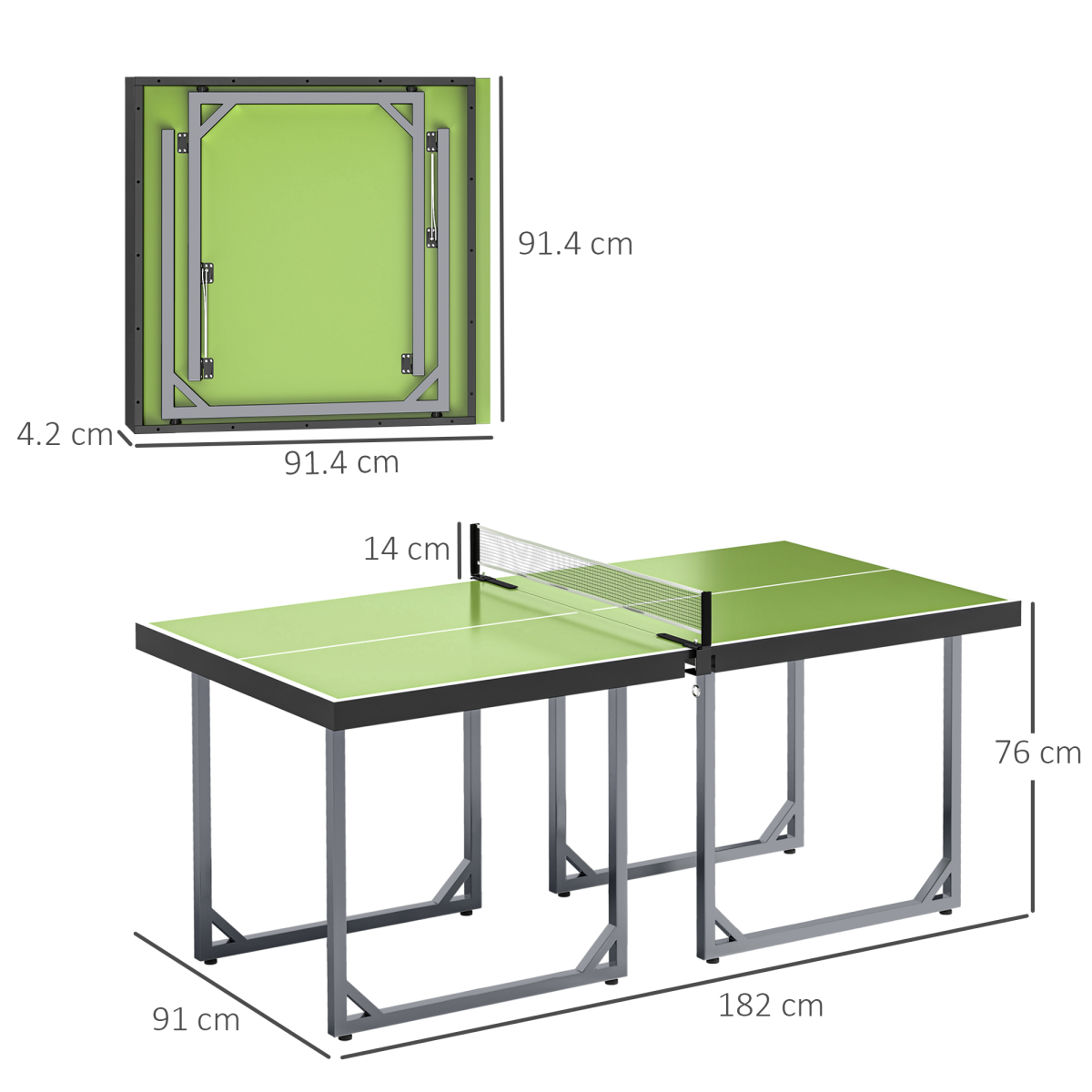 Tennis Table Ping Pong Foldable with Net Game Steel 182cm Indoor, Green HOMCOM - from Unbranded