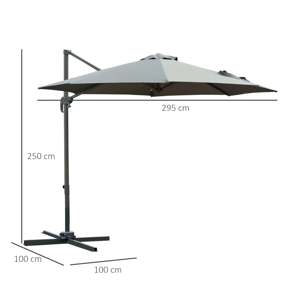 Outsunny 3m Patio Offset Parasol Roma Umbrella Cantilever Dark Grey - Parasol