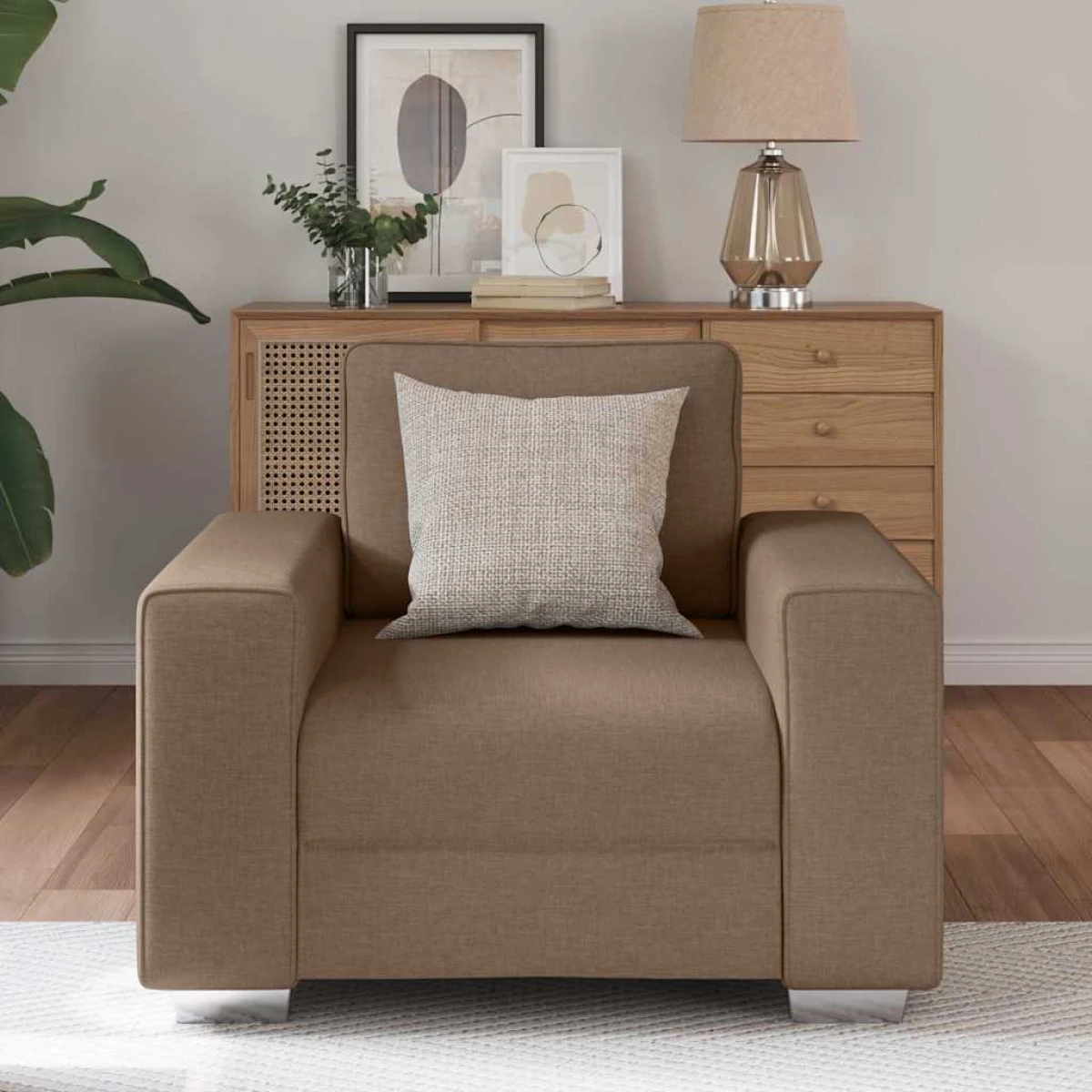 vidaXL VidaXL Sofa 100x77x82 Cm Brown Fabric Cushion Living Room - Sofa Bed