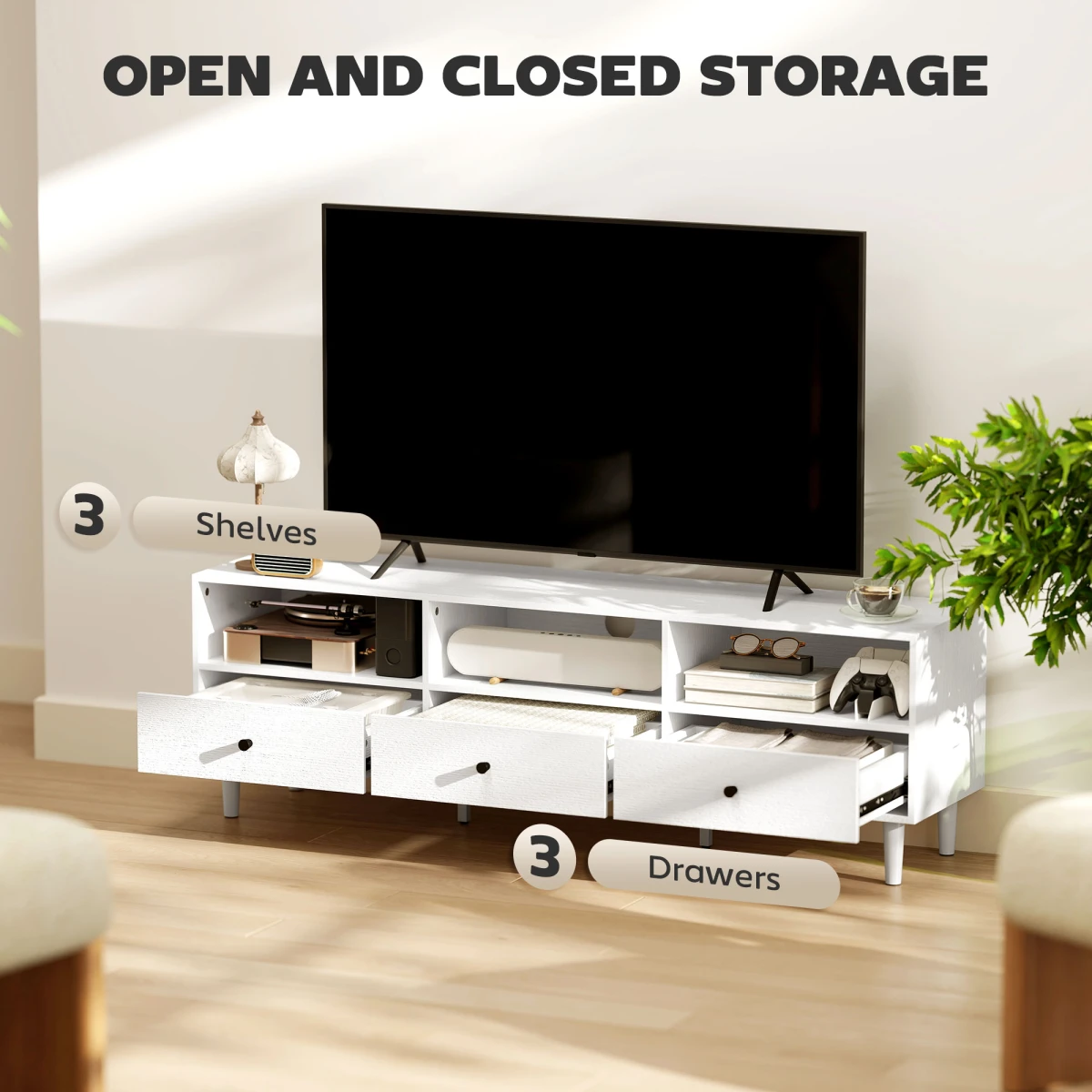 HOMCOM TV Unit 75 Inch With Drawers Shelves Living Room by HOMCOM