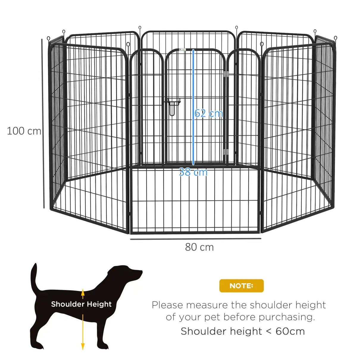 Pawhut 4 Sizes Pet Playpen Dog Rabbit Puppy Cage Folding Run Fence Metal Hutch - Pet Playpen