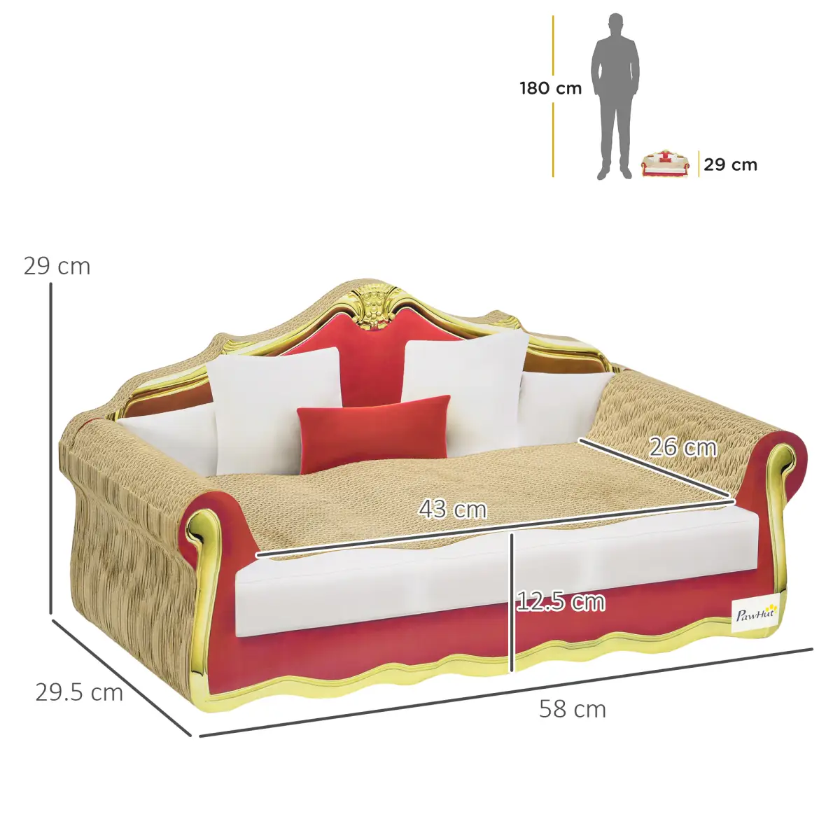PawHut PawHut Cat Scratching Board, Cardboard Lounge Sofa with Catnip, 58 x 29.5 x 29cm - Dog Beds