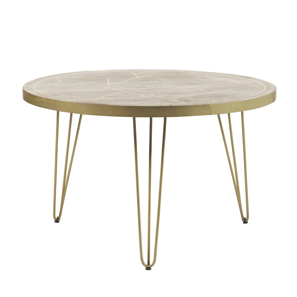 Light Gold Round Dining Table With Metal Inlay Dining Room by Indian Hub