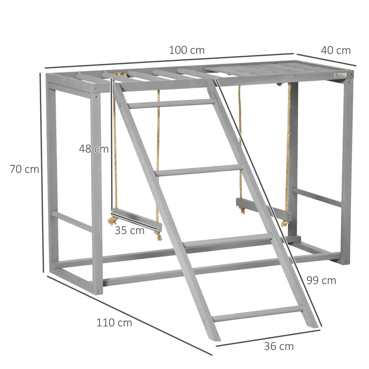 PawHut PawHut Chicken Activity Play Chicken Coop with Swing Set for 3-4 Birds, Grey - Chicken Coop