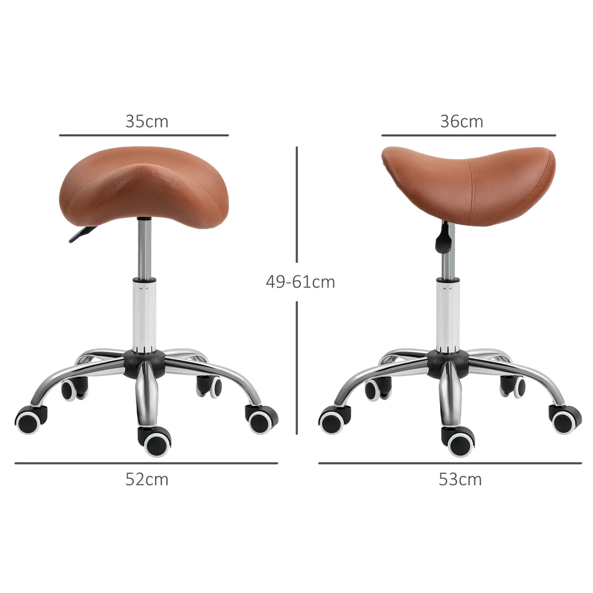 HOMCOM Saddle Stool 49-61cm Adjustable Height Padded PU Seat For Salons And Home Studios by HOMCOM