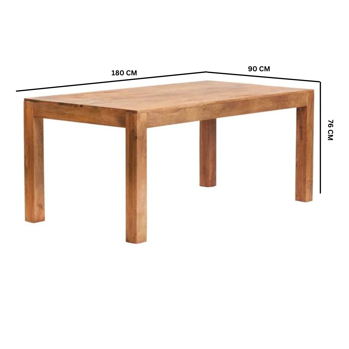 Toko Dining Table Large Solid Mango Wood Family Dining by Indian Hub