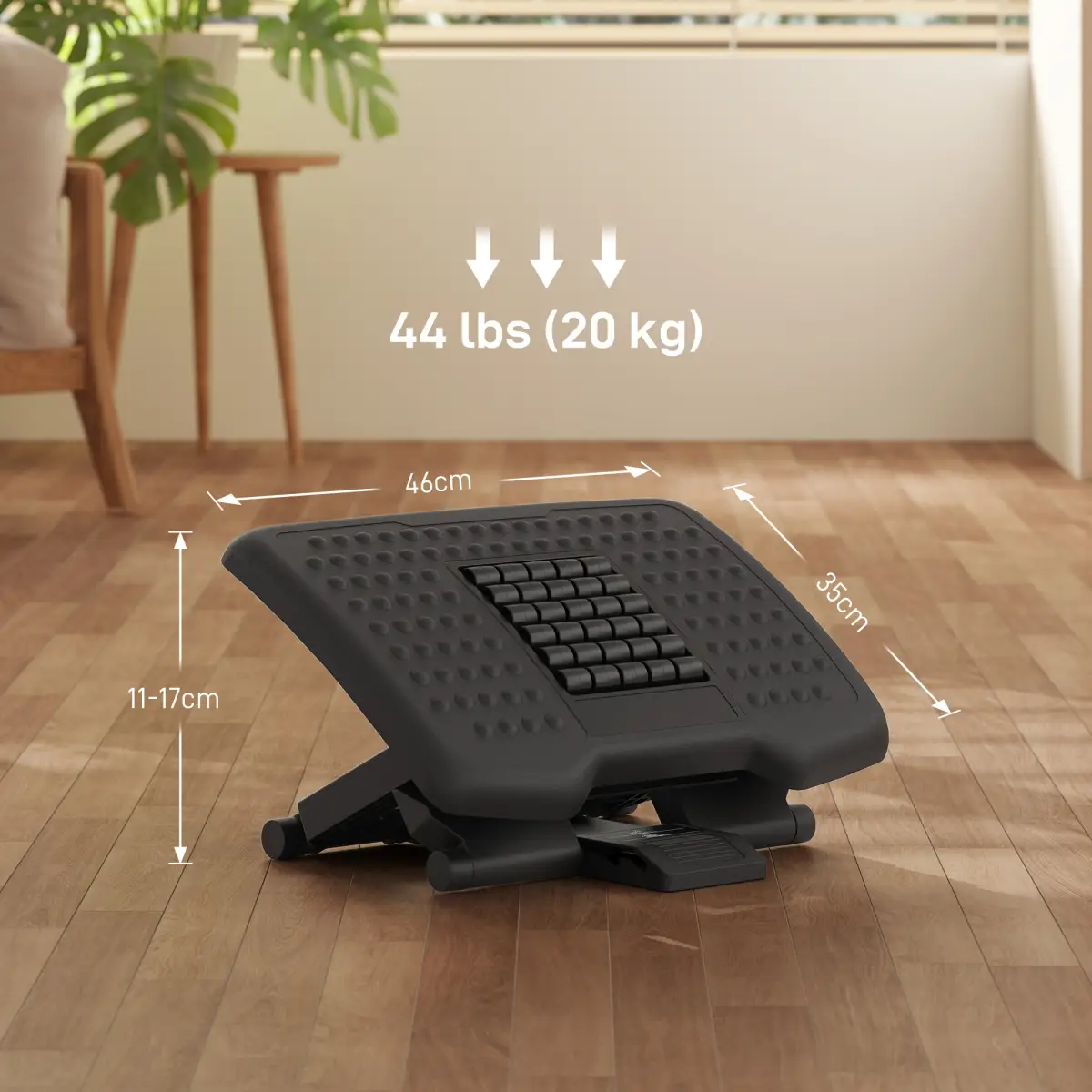 HOMCOM Foot Rest for Under Desk with Massage Function, Adjustable Angle and Height - Desk