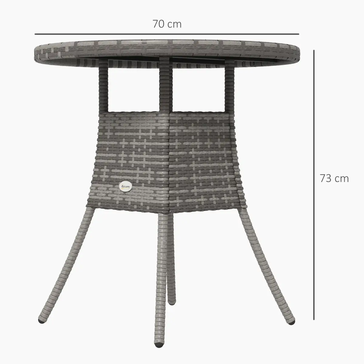 Outsunny Outsunny Outdoor PE Rattan Dining Table w/ Wood-plastic Composite Top, Grey - Garden Table