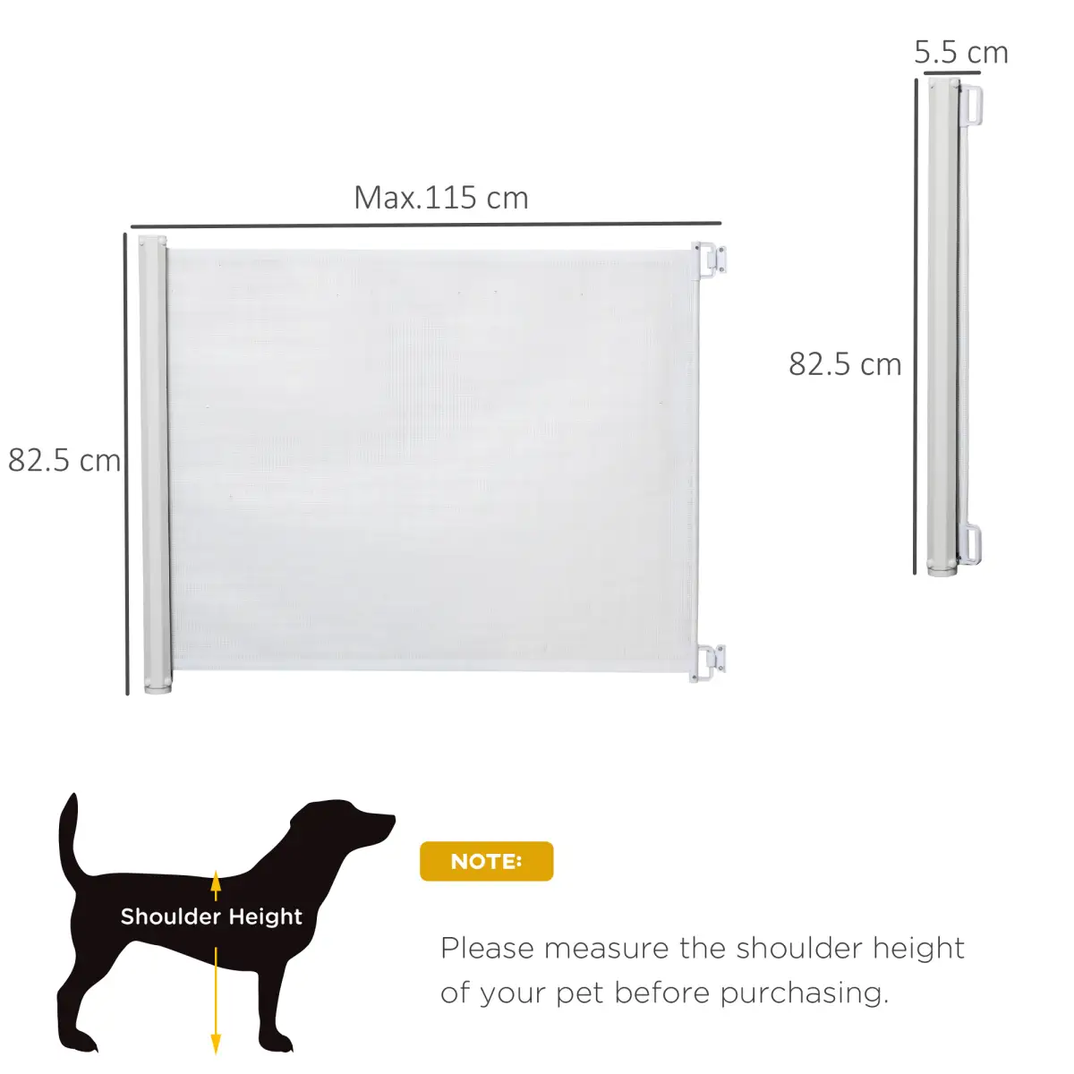 PawHut PawHut Retractable Pet Safety Gate, Folding Stair Barrier, Guard Door - White - Pet Gate