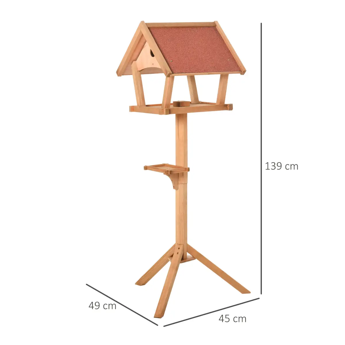 Pawhut Wooden Bird Feeder Stand for Garden Pre-cut Weather Resistant 49 x 45 x 139cm - Bird Feeder