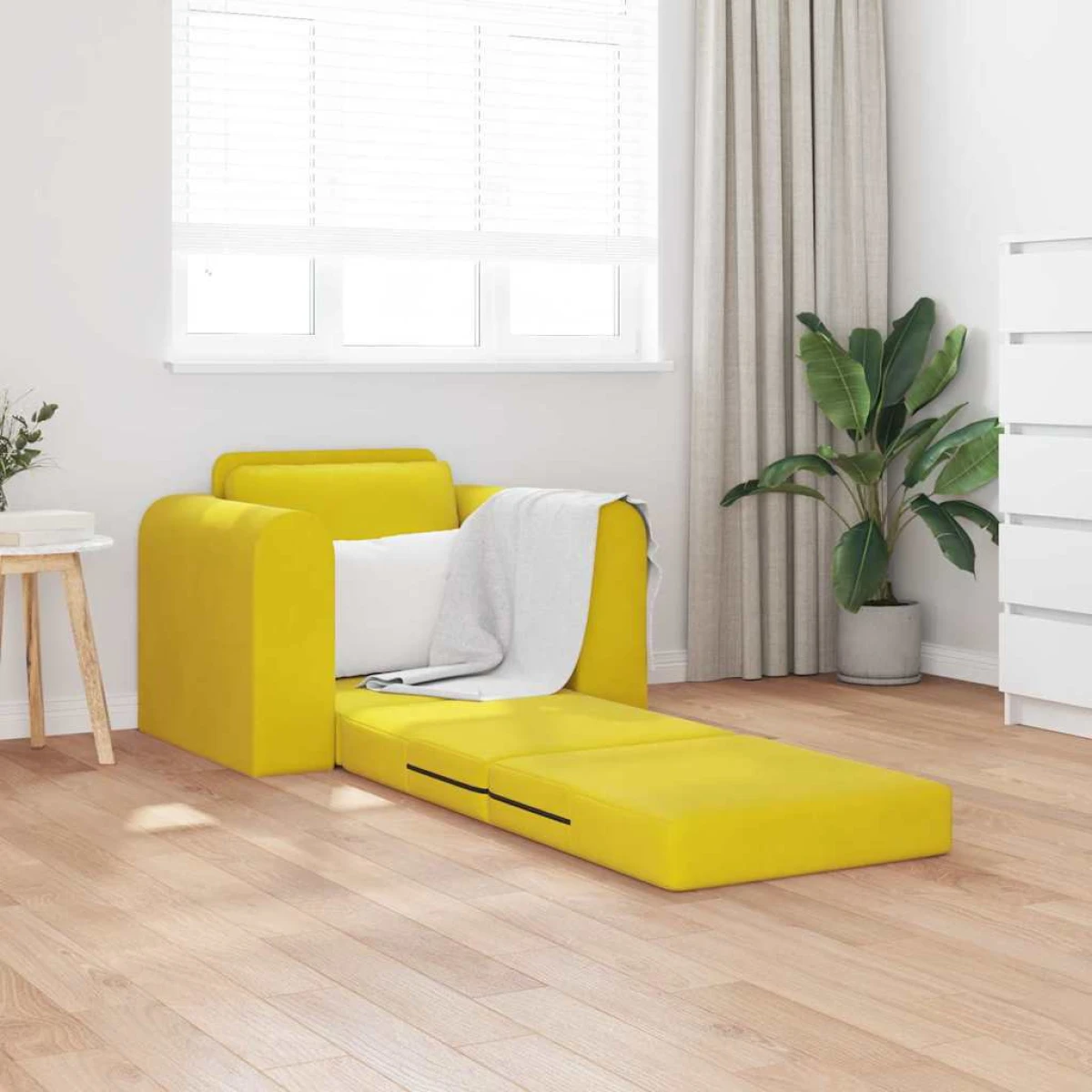 VidaXL Sofa Bed 98x71x83 Cm Velvet Yellow Living Room by vidaXL