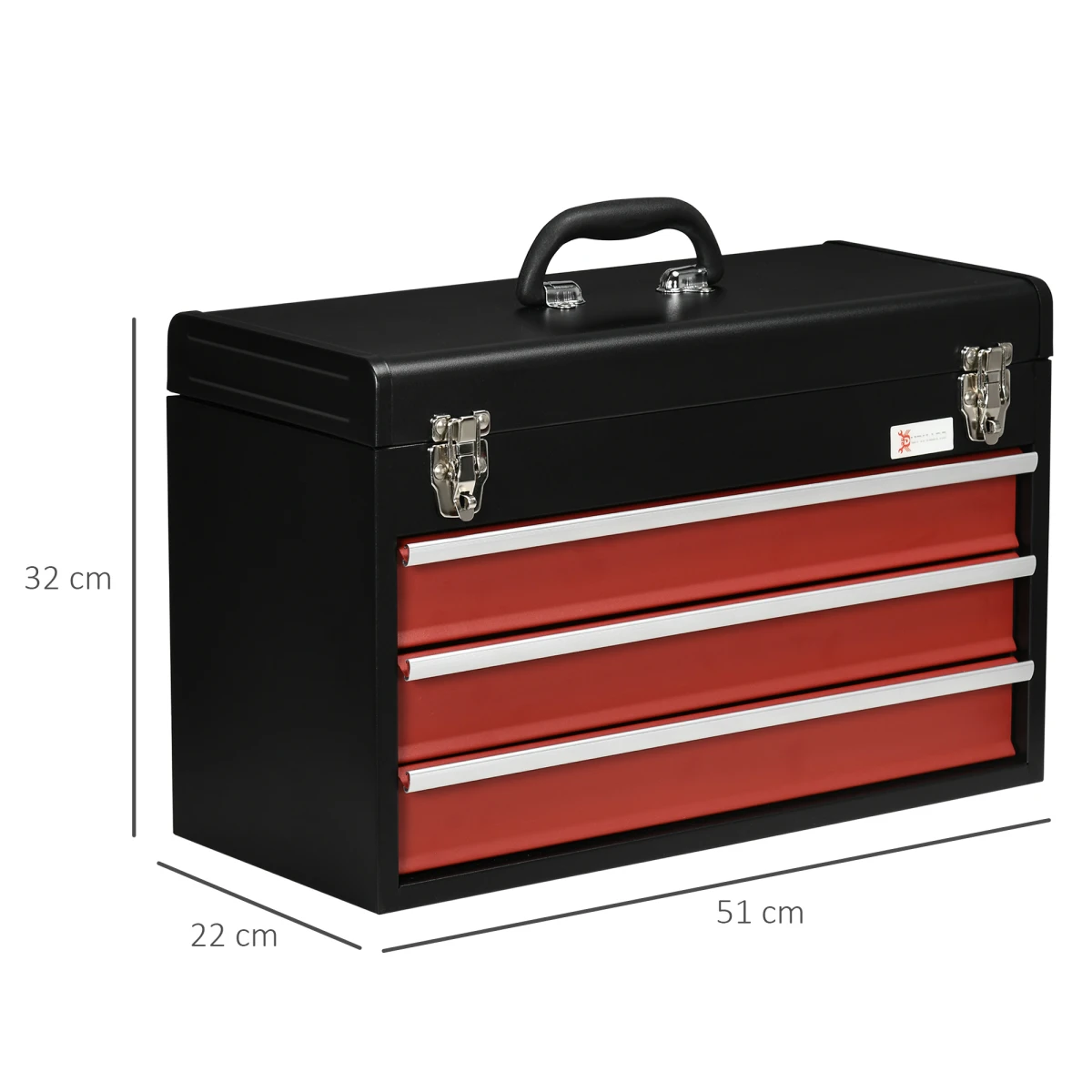 Premium Tool Chest 3 Drawer Lockable 51x22x32cm by Unbranded