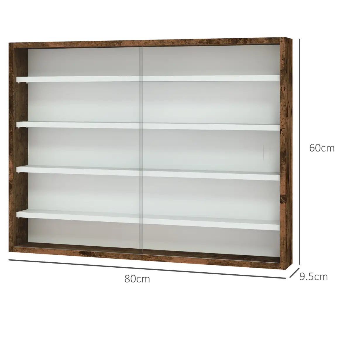 HOMCOM HOMCOM 5-Tier Wall Display Shelf Unit Cabinet w/ Shelves Glass Doors brown - Display Cabinet