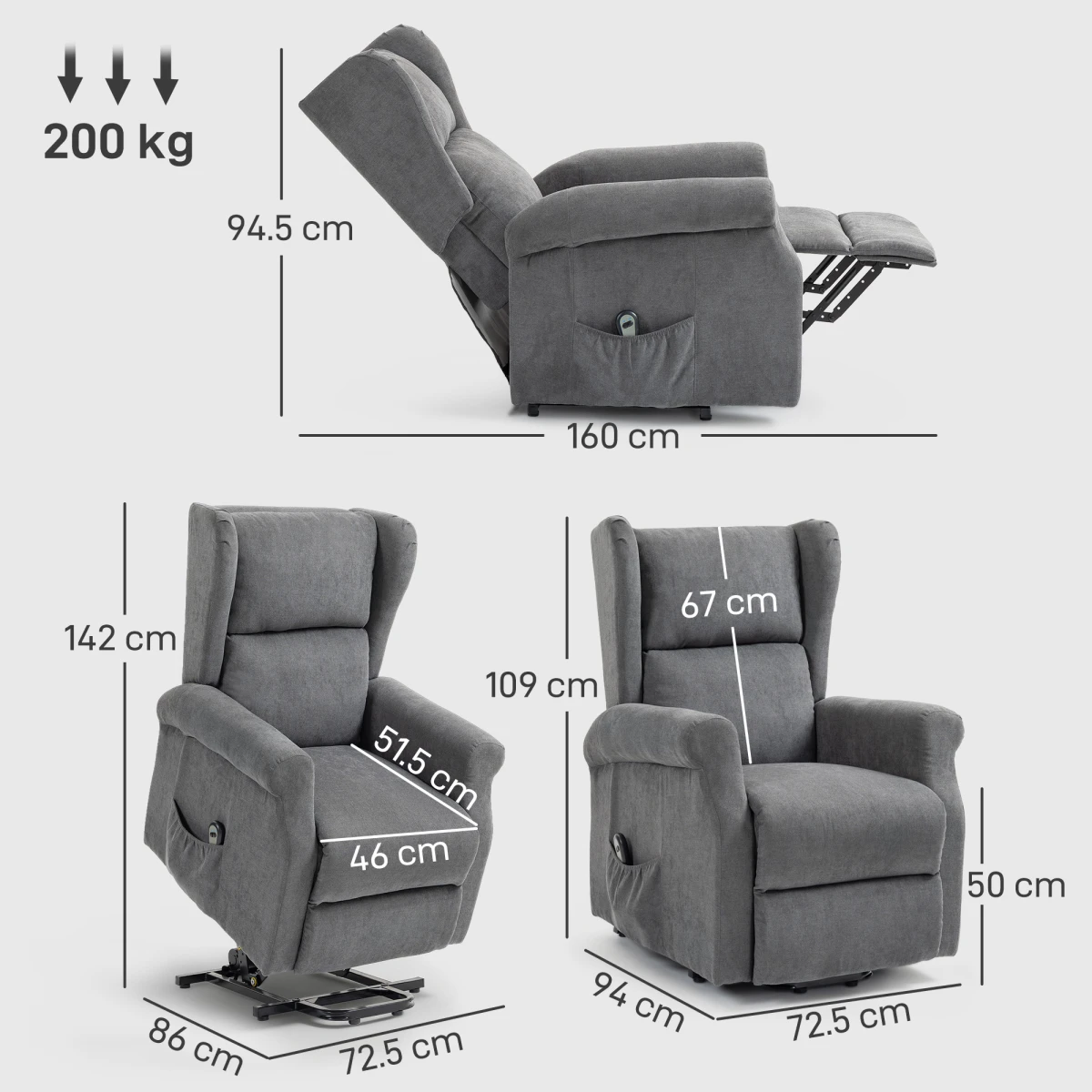 HOMCOM Power Lift Chair Full Size Recliner With Remote by HOMCOM
